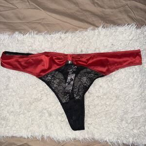 Adore Me Size XL Red And Black Lace Thong Panty NWT